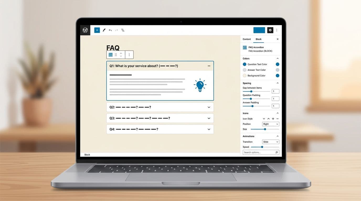 WordPress FAQ 區塊設計範本,提升停留時間並降低客服詢問