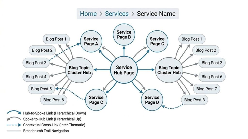 WordPress 內部連結系統:服務頁與部落格叢集策略